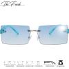 imageThe Fresh Minimalist Small Rectangular Sunglasses Clear Eyewear  Exquisite Packaging401503silver  Gradient Blue