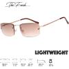 imageThe Fresh Minimalist Small Rectangular Sunglasses Clear Eyewear Spring Hinge  Gift Box Package 201Gold Gradient Brown 51