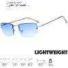imageThe Fresh Minimalist Small Rectangular Sunglasses Clear Eyewear Spring Hinge  Gift Box Package 204Silver Gradient Blue 51