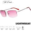 imageThe Fresh Minimalist Small Rectangular Sunglasses Clear Eyewear Spring Hinge  Gift Box Package 306Silver Pink 57