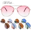 imageThe Fresh Oversize Rimless Ocean Color Lens Aviator Sunglasses Gift Box2gold