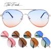 imageThe Fresh Oversize Rimless Ocean Color Lens Aviator Sunglasses Gift Box3gold