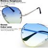 imageThe Fresh Oversize Rimless Ocean Color Lens Aviator Sunglasses Gift Box4gold