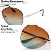 imageThe Fresh Oversize Rimless Ocean Color Lens Aviator Sunglasses Gift Box5gold