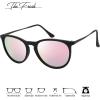 imageThe Fresh Polarized Classic Round Style Tip Pointed Sunglasses Vintage Trendy FR16124PMatte Black  Pink Mirror