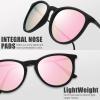 imageThe Fresh Polarized Classic Round Style Tip Pointed Sunglasses Vintage Trendy FR16124PMatte Black  Pink Mirror