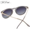 imageThe Fresh Polarized Classic Round Style Tip Pointed Sunglasses Vintage Trendy FR16124PMatte Grey Beige  Grey Gradient