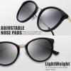 imageThe Fresh Polarized Classic Round Style Tip Pointed Sunglasses Vintage Trendy FR16124PShiny Black  Grey Gradient