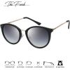 imageThe Fresh Polarized Classic Round Style Tip Pointed Sunglasses Vintage Trendy FR16124PShiny Black  Grey Gradient