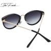 imageThe Fresh Polarized Classic Round Style Tip Pointed Sunglasses Vintage Trendy FR16124PShiny Black  Grey Gradient