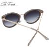 imageThe Fresh Polarized Classic Round Style Tip Pointed Sunglasses Vintage Trendy FR16124PShiny Grey Beige  Grey Gradient