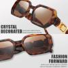imageThe Fresh Trendy Women Hot Fashion Rhinestones Sunnies Sunglasses  Exquisite Packaging  FR17406R02demi  Brown