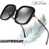 imageThe Fresh Womens Oversized Square Jackie O Cat Eye Hybrid Butterfly Fashion Sunglasses  Exquisite Packaging730003 Black