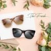imageThe Fresh Womens Polarized Fashion Tip Pointed Cateye Sunglasses  Gift Box Package7414p01black