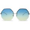 imageThe Fresh Fashion Designer Huge Hexagon Metal frame Ocean Colored Lens Sunglasses Gift Box4silver