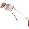 imageThe Fresh Minimalist Small Rectangular Sunglasses Clear Eyewear Spring Hinge  Gift Box Package 201Gold Gradient Brown 51
