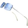 imageThe Fresh Minimalist Small Rectangular Sunglasses Clear Eyewear Spring Hinge  Gift Box Package 204Silver Gradient Blue 51