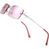 imageThe Fresh Minimalist Small Rectangular Sunglasses Clear Eyewear Spring Hinge  Gift Box Package 206Silver Pink 51