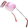 imageThe Fresh Minimalist Small Rectangular Sunglasses Clear Eyewear Spring Hinge  Gift Box Package 306Silver Pink 57