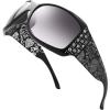 imageThe Fresh Trendy Classic Women Hot Fashion Rhinestones Sunglasses with Gift BoxL702crystal Black  Floral Eyewear