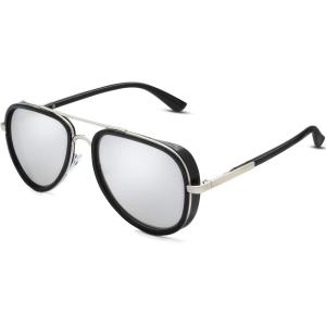 imageGothic Steampunk Side Shield Goggles Retro Round Sunglasses For Men Women  Exquisite Packaging620405silverBlack