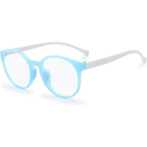 imageKids Blue Light Blocking Glasses Silicone Flexible TR90 Frame Computer Gaming TV Phone Glasses for Boys Girls Age 314 312 yrOld B0303 Pink BlueB0302 Blue  White