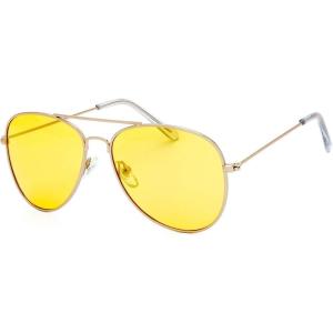 imageMen Women Driving Polarized HD Sight Night Vision Driving AntiGlare Glasses Yellow Lens Frame Ultra Light125bgold