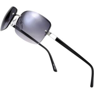 imageMinimalist Semirimless Rectangular Sunglasses for Men Women  Exquisite Packaging601siver Shiny Black Temple