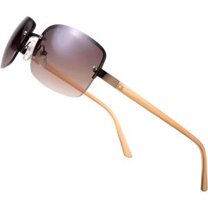 imageMinimalist Semirimless Rectangular Sunglasses for Men Women  Exquisite Packaging603bronz Light Brown Temple