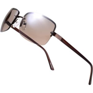 imageMinimalist Semirimless Rectangular Sunglasses for Men Women  Exquisite Packaging604copper Crystal Brown Temple