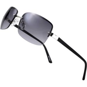imageMinimalist Semirimless Rectangular Sunglasses for Men Women  Exquisite Packaging606siver Matte Black Temple