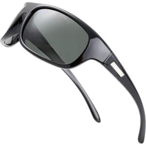 imagePolarized Sports Sunglasses for Men Women Baseball Running Cycling Fishing Driving Golf Softball Hiking Sun Glasses2shiny Black  G15 Green