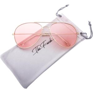 imageThe Fresh Classic Aviator Frame Light Color Lens XL Oversized Sunglasses Gift Box3glod