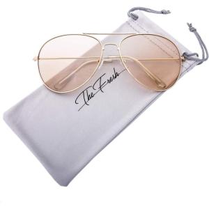 imageThe Fresh Classic Aviator Frame Light Color Lens XL Oversized Sunglasses Gift Box4glod