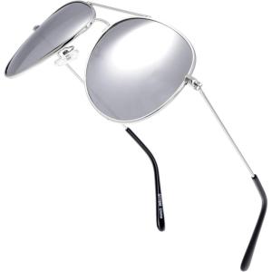 imageThe Fresh Classic Metal Frame Mirror Lens Aviator Sunglasses with Gift Box03ssilver