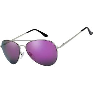 imageThe Fresh Classic Metal Frame Mirror Lens Aviator Sunglasses with Gift Box31silver Spring Temple
