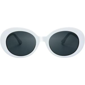 imageThe Fresh Clout Goggles Oval Mod Retro Vintage Kurt Cobain Inspired Sunglasses Round Lens Gift Box5shiny White