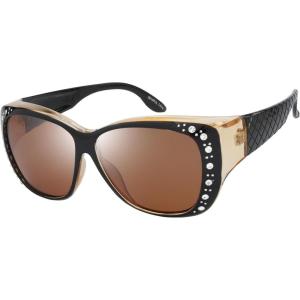 imageThe Fresh Fit Over Glasses Rhinestone Polarized Sunglasses for Women FR1F5610  Leather Eyeglasses CaseF5610p02 Crystal Brown  Brown