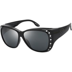 imageThe Fresh Fit Over Glasses Rhinestone Polarized Sunglasses for Women FR1F5610  Leather Eyeglasses CaseF5610p03 Black  Grey