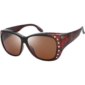imageThe Fresh Fit Over Glasses Rhinestone Polarized Sunglasses for Women FR1F5610  Leather Eyeglasses CaseF5610p06 Brown Floral Flower Print  Brown