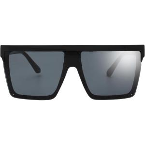 imageThe Fresh Flat Top Square One Piece Sunglasses Sunnies Shades Goggle Siamese Lens735801 Shiny Black  Grey