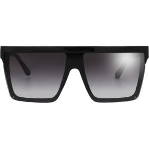 imageThe Fresh Flat Top Square One Piece Sunglasses Sunnies Shades Goggle Siamese Lens735803 Shiny Black  Grey Gradient