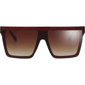 imageThe Fresh Flat Top Square One Piece Sunglasses Sunnies Shades Goggle Siamese Lens735804 Crystal Brown  Brown Gradient