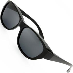 imageThe Fresh HD Polarized Wrap Around Shield Sunglasses for Wide Prescription Glasses Gift BoxF302shiny Black