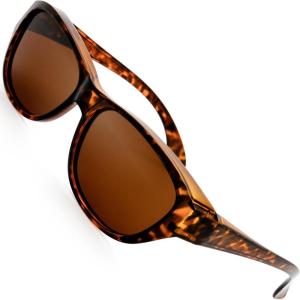 imageThe Fresh HD Polarized Wrap Around Shield Sunglasses for Wide Prescription Glasses Gift BoxF304tortoise
