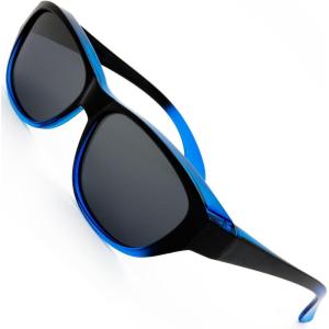 imageThe Fresh HD Polarized Wrap Around Shield Sunglasses for Wide Prescription Glasses Gift BoxF305shiny BlackNavy Blue