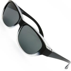 imageThe Fresh HD Polarized Wrap Around Shield Sunglasses for Wide Prescription Glasses Gift BoxF307shiny BlackCrystal