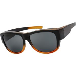imageThe Fresh High Definition Polarized Wrap Around Shield Sunglasses for Glasses  Leather Eyeglasses CaseF201shiny Black Brown