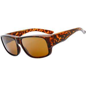 imageThe Fresh High Definition Polarized Wrap Around Shield Sunglasses for Glasses  Leather Eyeglasses CaseF404shiny Demi