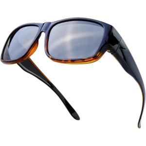 imageThe Fresh High Definition Polarized Wrap Around Shield Sunglasses for Glasses  Leather Eyeglasses CaseF405shiny Black Demi
